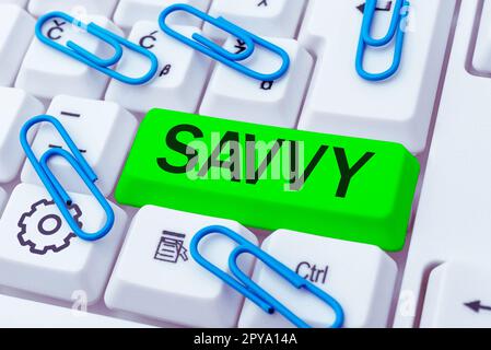 Konzeptionelle Beschriftung Savvy. Geschäftsansatz Wahrnehmung, Verständnis in praktischen Angelegenheiten Stockfoto