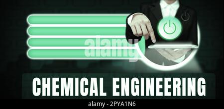 Handschrifttext Chemical Engineering. Wort für die Entwicklung von Dingen, die sich mit der industriellen Anwendung der Chemie befassen Stockfoto
