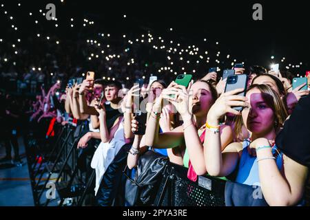 Mailand, Italien. 22. April 2023. Lazza tritt am 22. April 2023 live im Mediolanum Forum Assago in Mailand auf (Foto von Alessandro Bremec/NurPhoto). Kredit: NurPhoto SRL/Alamy Live News Stockfoto