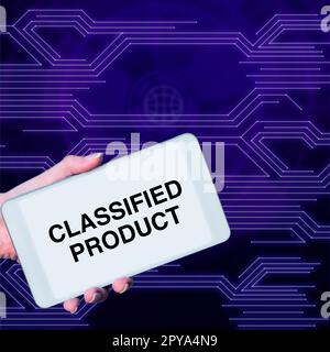 Konzeptionelle Anzeige des klassifizierten Produkts. Konzeptionelle fotosensible Daten streng geheim unbefugte Offenlegung Stockfoto