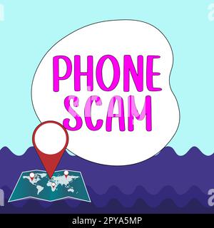 Inspiration für Telefonbetrug. Wort für unerwünschte Anrufe zur Werbung für Produkte oder Dienstleistungen Telesales Stockfoto