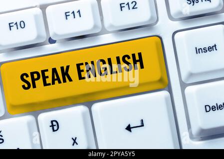 Schild mit der Aufschrift "Sprache Englisch". Business Concept Study eine weitere Fremdsprache Online verbale Kurse Stockfoto