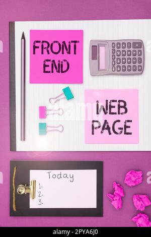Konzeptionelle Überschrift Frontend-Webseite. Internet-Konzept: Änderung von Daten in die grafische Benutzeroberfläche, damit der Benutzer sie anzeigen kann Stockfoto