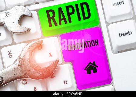 Konzeptionelle Beschriftung Schnelle Innovation. Konzeptionelle Fotocharakteristik einer Website, die Suchmaschinenalgorithmen verwendet Stockfoto
