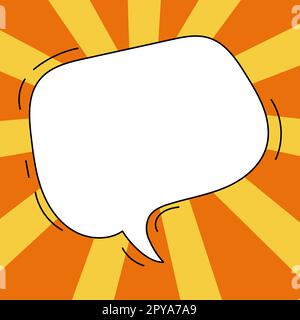 Comic Blank Speech Bubble Mit Copy Space Und Bunten Doodles. Stockfoto