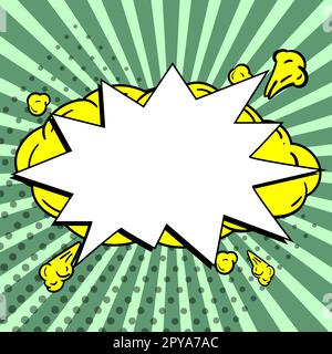Comic Blank Speech Bubble Mit Copy Space Und Bunten Doodles. Stockfoto