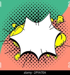 Comic Blank Speech Bubble Mit Copy Space Und Bunten Doodles. Stockfoto