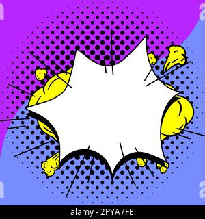 Comic Blank Speech Bubble Mit Copy Space Und Bunten Doodles. Stockfoto