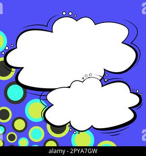 Comic Blank Speech Bubble Mit Copy Space Und Bunten Doodles. Stockfoto