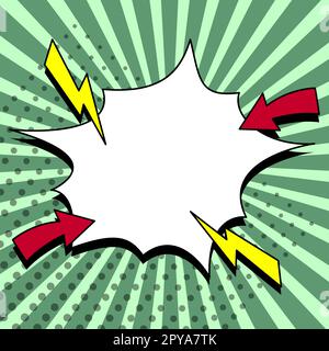 Comic Blank Speech Bubble Mit Copy Space Und Bunten Doodles. Stockfoto