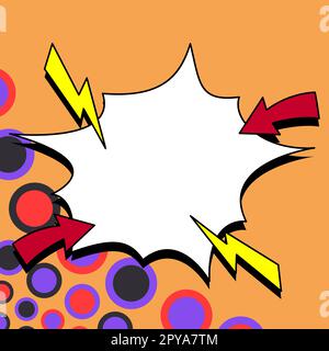 Comic Blank Speech Bubble Mit Copy Space Und Bunten Doodles. Stockfoto