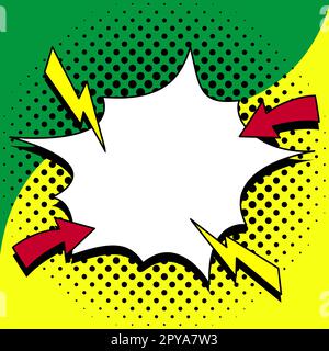 Comic Blank Speech Bubble Mit Copy Space Und Bunten Doodles. Stockfoto