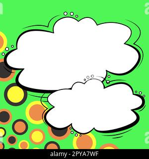 Comic Blank Speech Bubble Mit Copy Space Und Bunten Doodles. Stockfoto