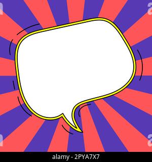 Comic Blank Speech Bubble Mit Copy Space Und Bunten Doodles. Stockfoto