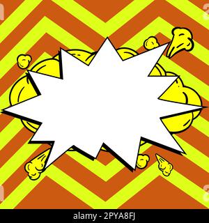 Comic Blank Speech Bubble Mit Copy Space Und Bunten Doodles. Stockfoto