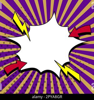 Comic Blank Speech Bubble Mit Copy Space Und Bunten Doodles. Stockfoto