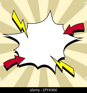 Comic Blank Speech Bubble Mit Copy Space Und Bunten Doodles. Stockfoto