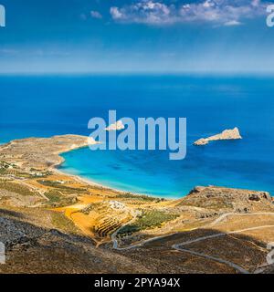 INSEL KRETA, GRIECHENLAND. Xerokambos Strand. Stockfoto