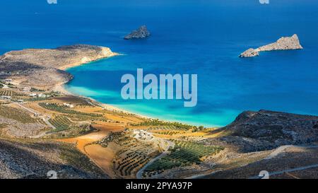 INSEL KRETA, GRIECHENLAND. Xerokambos Strand. Stockfoto