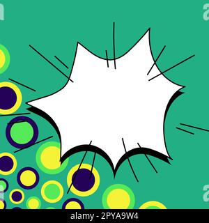 Comic Blank Speech Bubble Mit Copy Space Und Bunten Doodles. Stockfoto