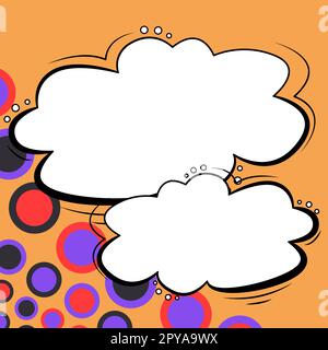 Comic Blank Speech Bubble Mit Copy Space Und Bunten Doodles. Stockfoto