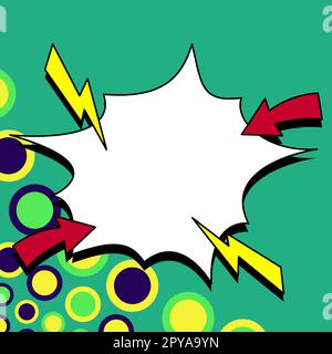 Comic Blank Speech Bubble Mit Copy Space Und Bunten Doodles. Stockfoto