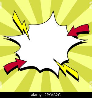 Comic Blank Speech Bubble Mit Copy Space Und Bunten Doodles. Stockfoto