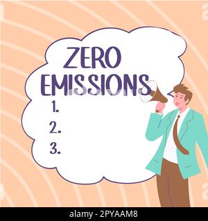 Konzeptionelle Überschrift: Keine Emissionen. Das Wort für emittiert keine umweltschädlichen Abfallprodukte Stockfoto