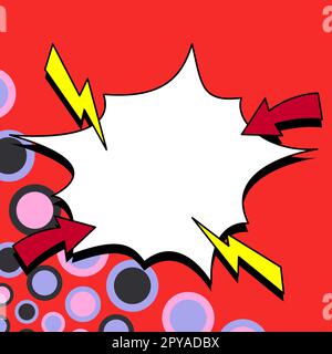 Comic Blank Speech Bubble Mit Copy Space Und Bunten Doodles. Stockfoto