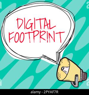 Schild, das digitalen Fußabdruck anzeigt. Word for verwendet digitale Technologie für den Fertigungsprozess Stockfoto