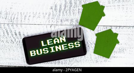 Konzeptionelle Darstellung Lean Business. Konzeptionelle Fotoverbesserung bei der Abfallminimierung ohne Einbußen bei der Produktivität Stockfoto