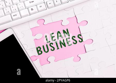 Konzeptionelle Darstellung Lean Business. Verbesserung des Geschäftskonzepts zur Minimierung von Verschwendung ohne Einbußen bei der Produktivität Stockfoto