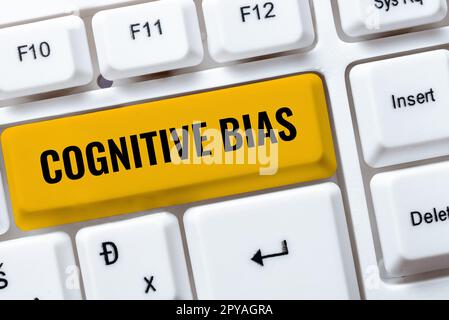 Schrift zeigt Text kognitive Vorurteile an. Wort für psychologische Behandlung psychischer Störungen Stockfoto