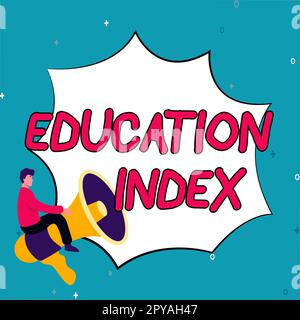 Text mit Inspiration Education Index. Geschäftskonzept, das auf die Lernbedürfnisse aller Kinder, Jugendlichen und Erwachsenen ausgerichtet ist Stockfoto