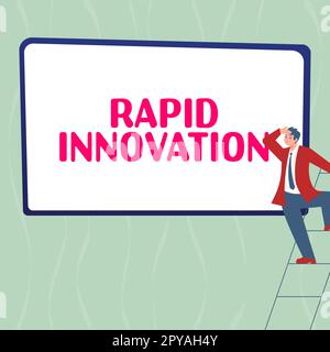 Textunterschrift für schnelle Innovationen. Konzept, das charakteristisch für eine Website ist, die Suchmaschinenalgorithmen verwendet Stockfoto