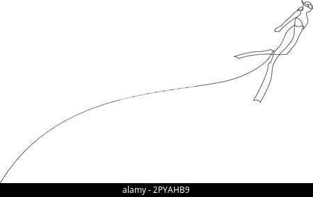 Eine durchgehende Linienzeichnung eines Tauchers. Das Konzept des Sports ist eine Reise des Tauchens in einzeiliger Kunst Stock Vektor