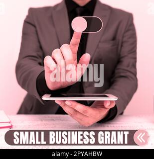 Konzeptionelle Darstellung des Zuschusses für kleine Unternehmen. Konzeptfoto ein Einzelunternehmen, das für seine begrenzte Größe bekannt ist Stockfoto