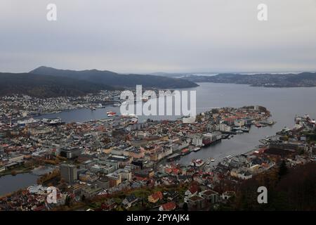 Draufsicht auf Bergen in Norwegen Stockfoto