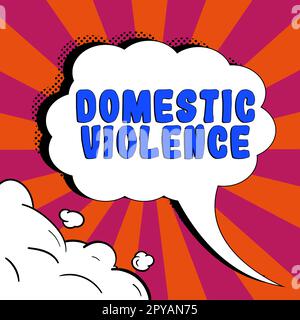 Begrifflicher Titel häusliche Gewalt. Geschäftsidee gewalttätiges oder missbräuchliches Verhalten, das von einem Familienmitglied oder Haushaltsmitglied geleitet wird Stockfoto