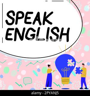 Die konzeptionelle Darstellung spricht Englisch. Business Approach Studie Weitere verbale Online-Kurse in Fremdsprachen Stockfoto