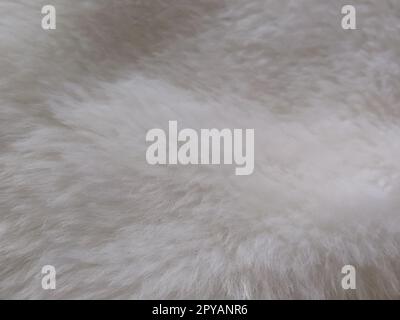 Weißes Kunstfell. Nahaufnahme. Teilweise Unschärfe-Effekte. Flauschige Zotten Stockfoto