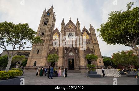 Mexiko, APR 22 2023 - Außenansicht des Templo Expiatorio del Santisimo Sacramento Stockfoto