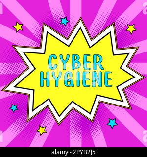 Inspiration mit dem Schild Cyber Hygiene. Geschäftskonzepte Schritte, die Computerbenutzer Unternehmen, um ihre Cyber-Sicherheit zu verbessern Stockfoto