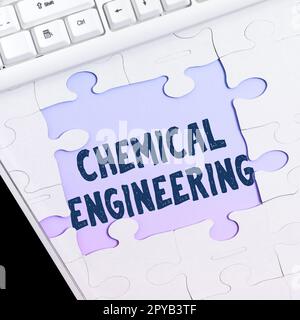 Handschrifttext Chemical Engineering. Ein Wort über die Entwicklung von Dingen, die sich mit der industriellen Anwendung der Chemie befassen Stockfoto