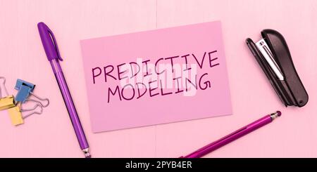 Textzeichen für Predictive Modeling. Ein Wort zur Wartungsstrategie basierend auf vorausschauenden Analysen Stockfoto