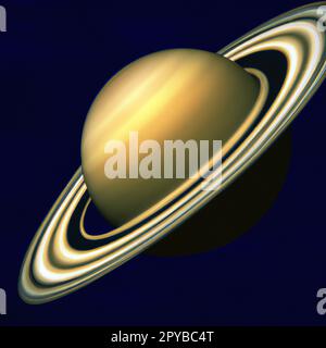 Saturn ist ein Gas-Riesen-Planet. Saturn ist nach dem römischen gott der Landwirtschaft benannt. Saturn ist der sechste Planet in Bezug auf die Entfernung von der Sonne und der zweitgrößte Planet im Sonnensystem. Stockfoto