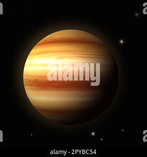 Jupiter ist der größte Planet im Sonnensystem und der fünftentfernteste von der Sonne. Zusammen mit Saturn ist Jupiter als Gasriese klassifiziert. Der große Rote Fleck ist ein riesiger Sturm. Kosmologie und Physik. Stockfoto