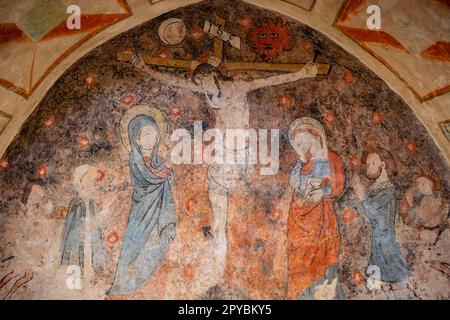 calvario Gótico, Iglesia de Nuestra Señora del Rivero, Siglo XII, San Esteban de Gormaz, Soria, Comunidad Autónoma de Castilla, Spanien, Europa Stockfoto