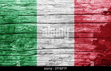 Holzstruktur mit bemalter Flagge Stockfoto