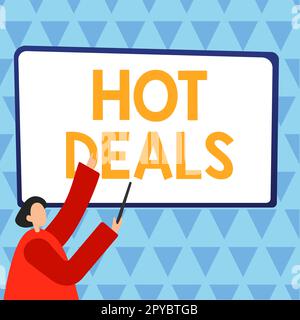Konzeptionelle Darstellung von Hot Deals. Geschäftsvorführung eine Vereinbarung, durch die einer der Patienten angeboten und akzeptiert wird Stockfoto